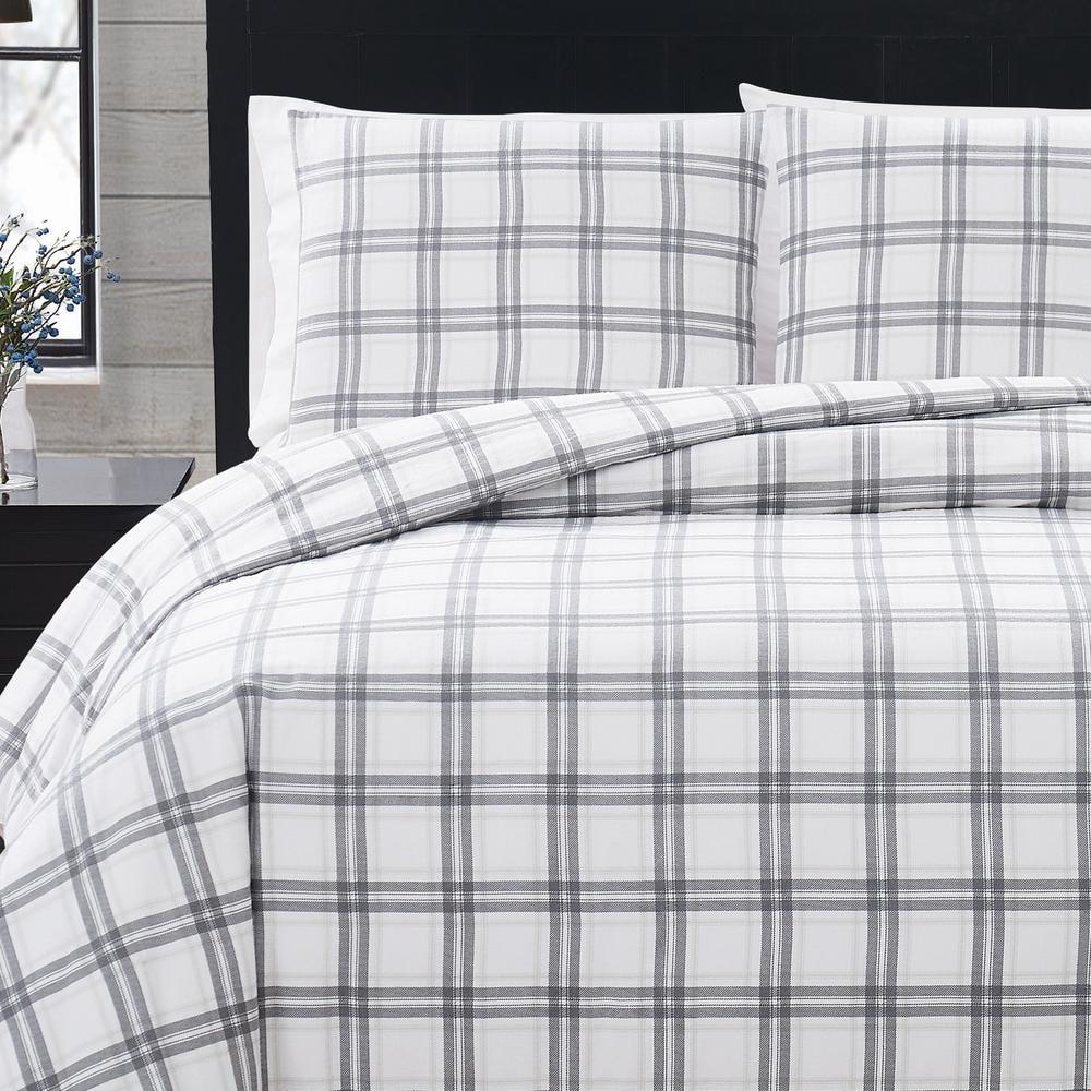 London Fog London Fog Plaid Flannel Duvet Cover Set