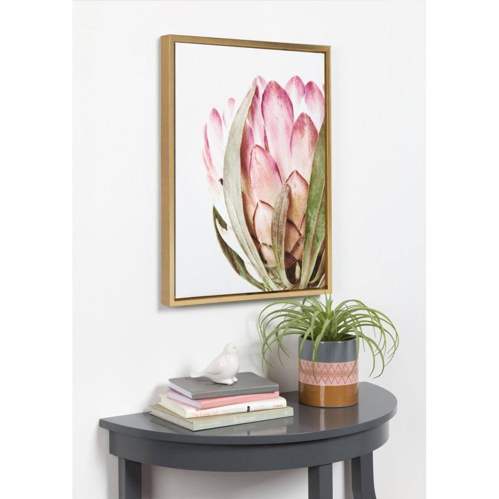 Pink Protea Flower 18x24 Framed Canvas Wall Art