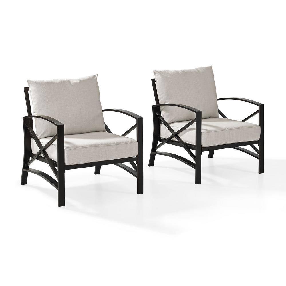 2pc Kaplan Outdoor Chair Set Oatmeal - Crosley: Steel Frame, UV-Resistant Cushions, Patio Seating