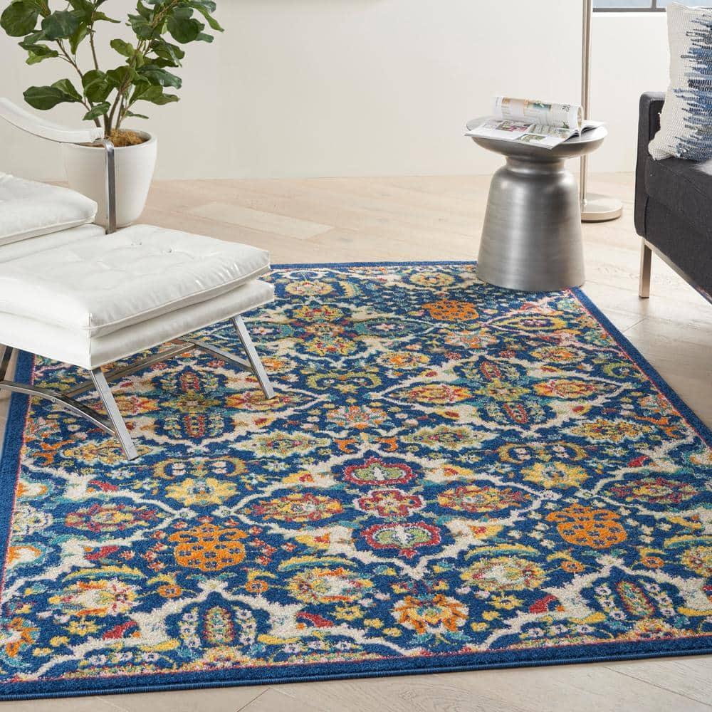 Nourison Allur Boho Indoor Area Rug Navy Multicolor 5'3" x 7'3"
