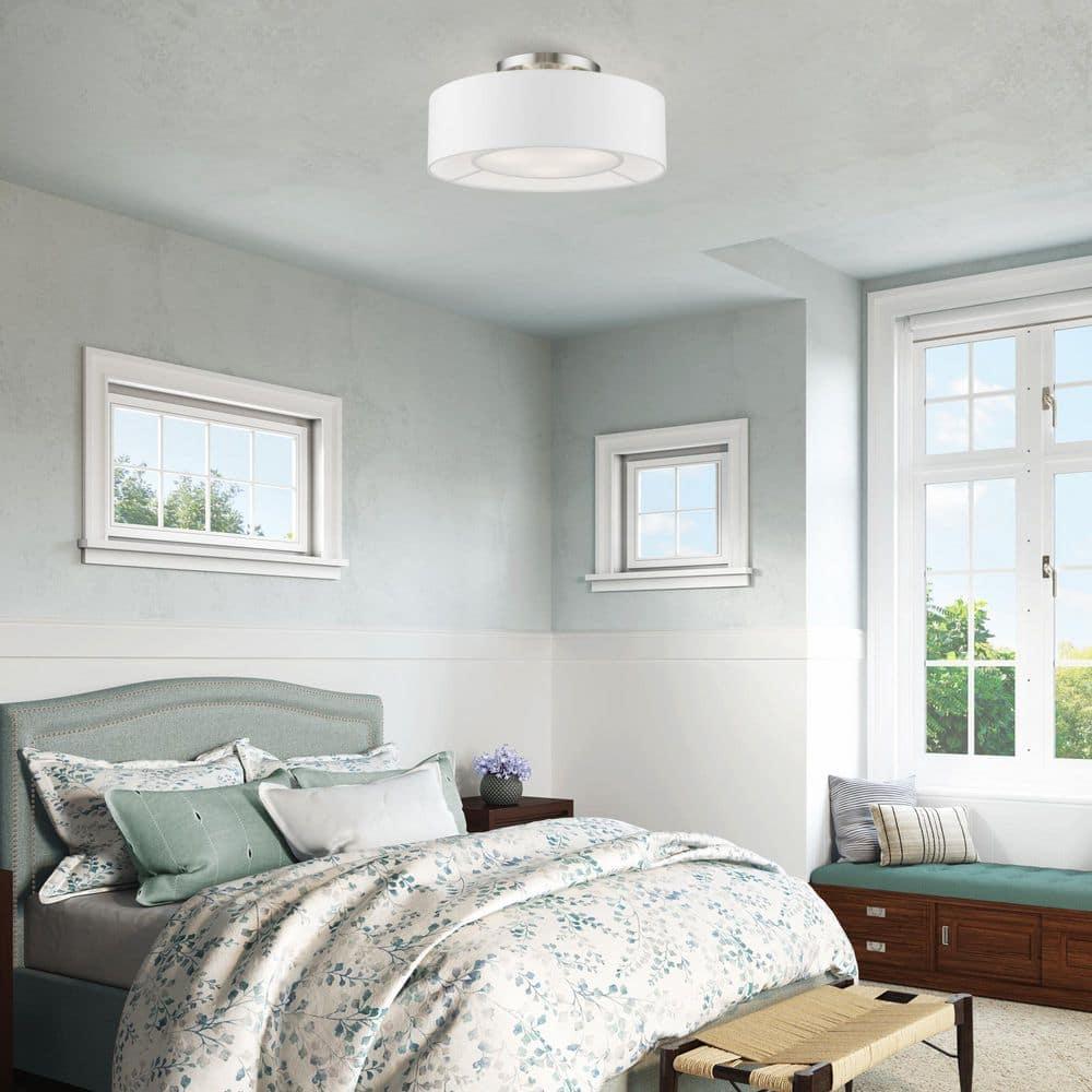 Livex Lighting Gilmore 3 - Light Semi-Flush Mount in  Brushed Nickel/Shiny White