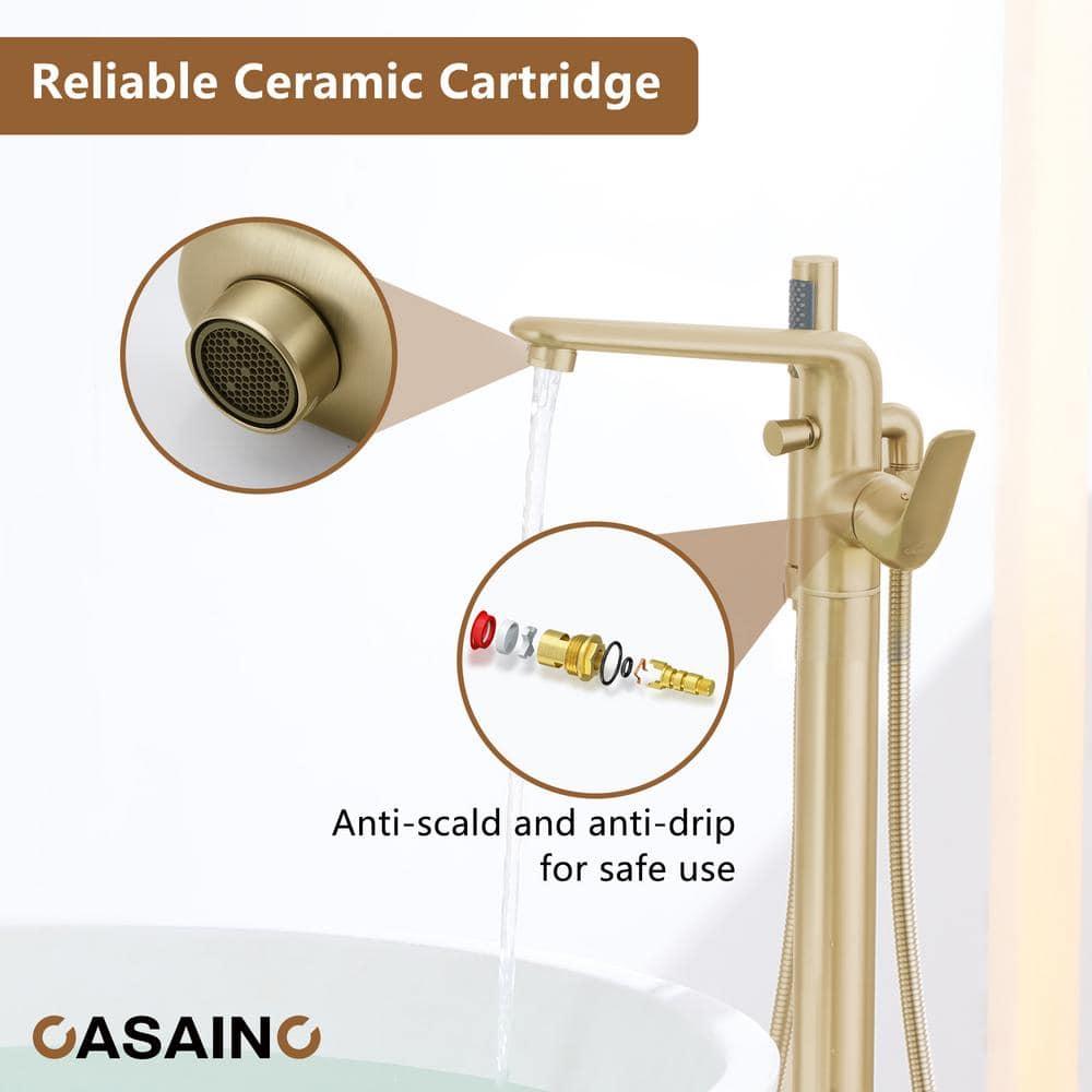 Single Handle Freestanding Bathtub Faucet with Diverter and Handshower