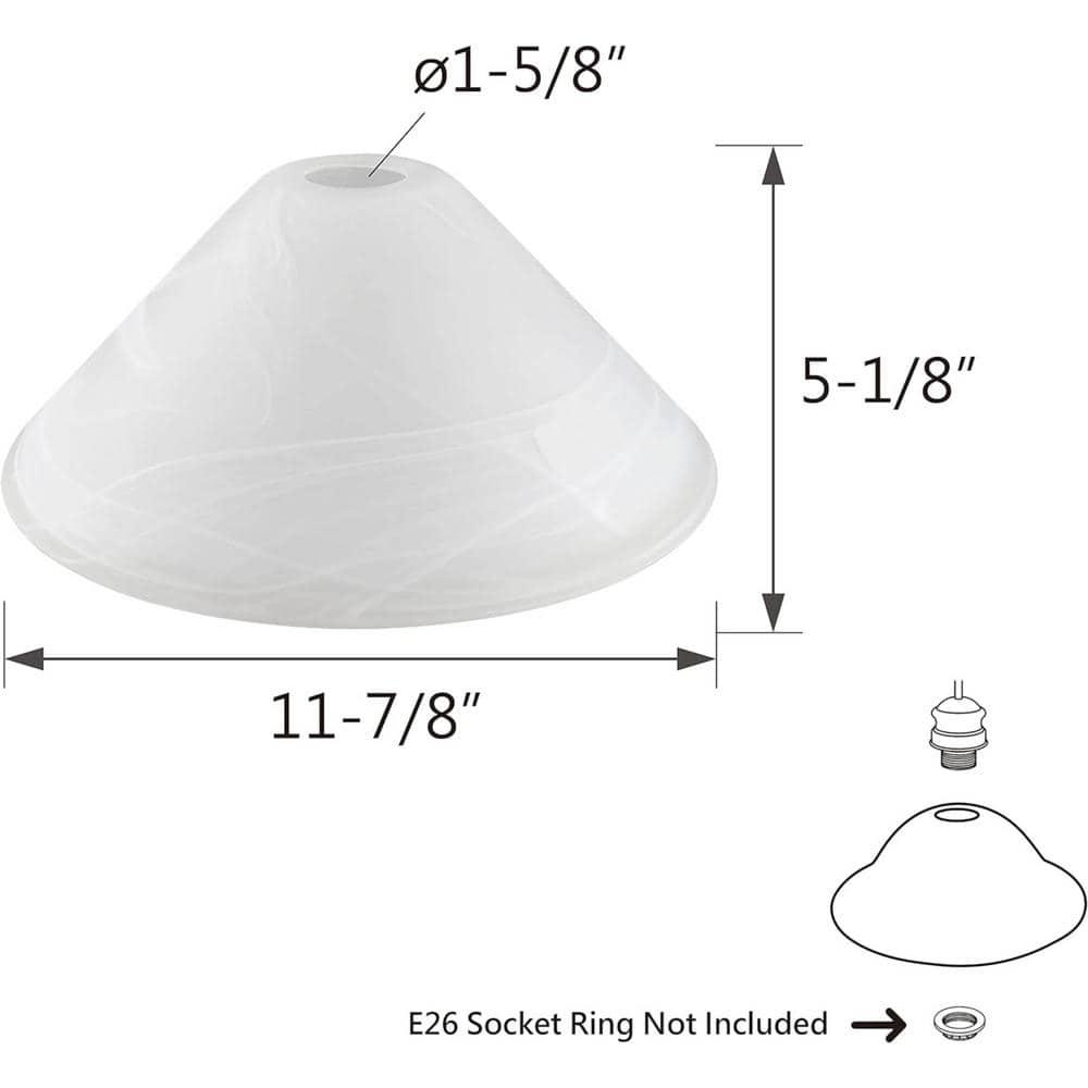 Aspen Creative 25302-64-1, Alabaster Glass Shade for Medium Base Socket Torchiere Lamp, Swag Lamp,Pendant, Island Fixture, 11-7/8" Diameter x 5-1/8" Height