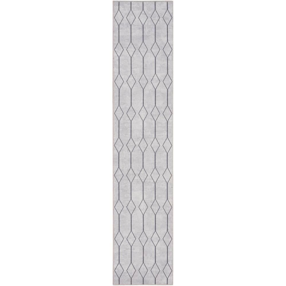 Pymble Geometric Machine Washable Area Rug in Ivory/Grey