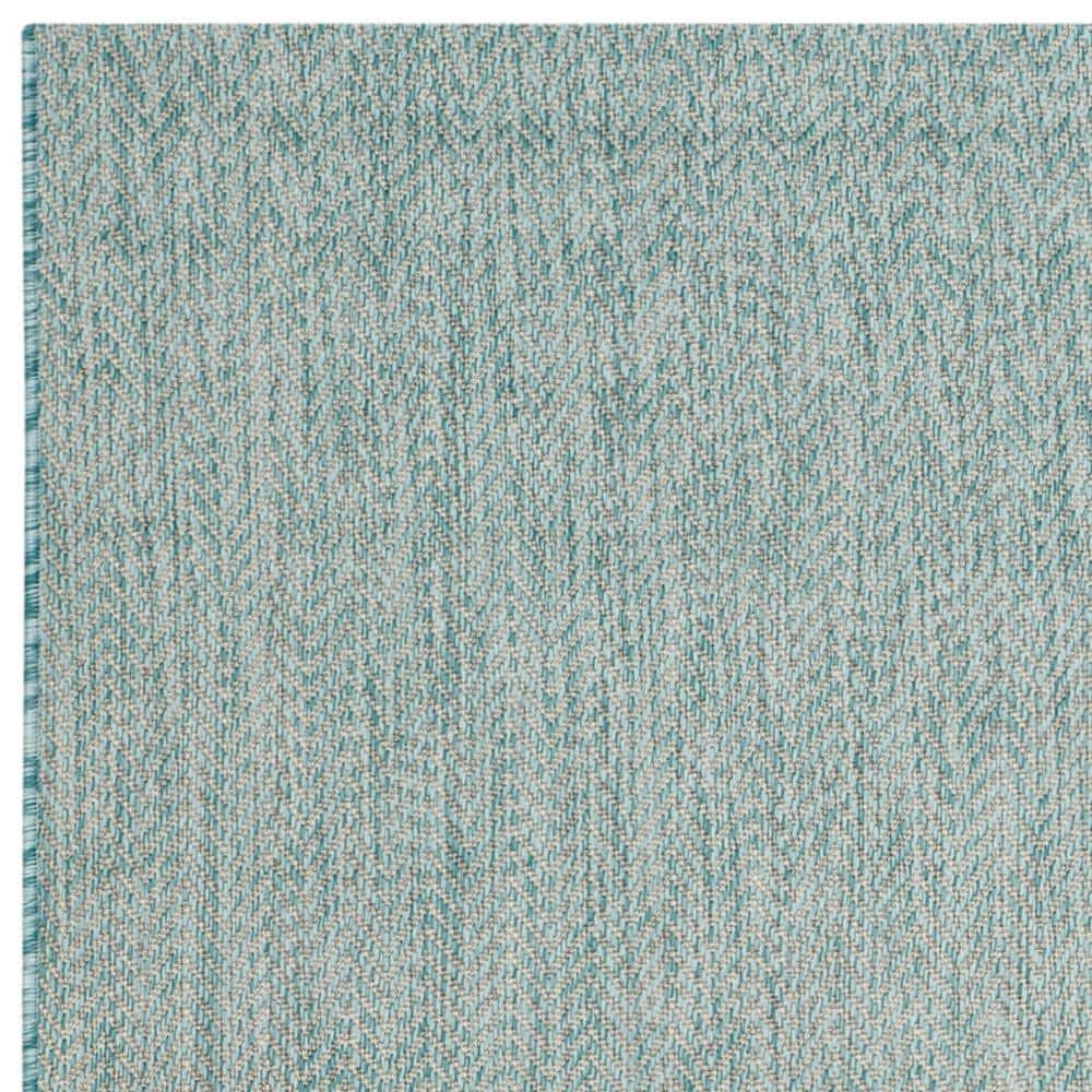 Courtyard CY8022 Power Loomed Indoor and Outdoor Runner Rug - Aqua/Grey - 2'3"x8' - Safavieh