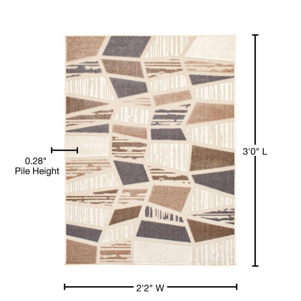 Ashton woods Maynaldo 2'2" x 3' Ivory Geometric Woven Outdoor Polypropylene Area Rug