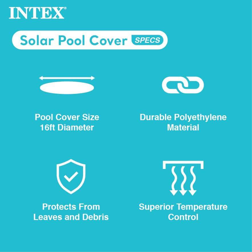 Intex Intex 29024E 16 Foot Above Ground Swimming Pool Solar Cover With Carry Bag, Blue
