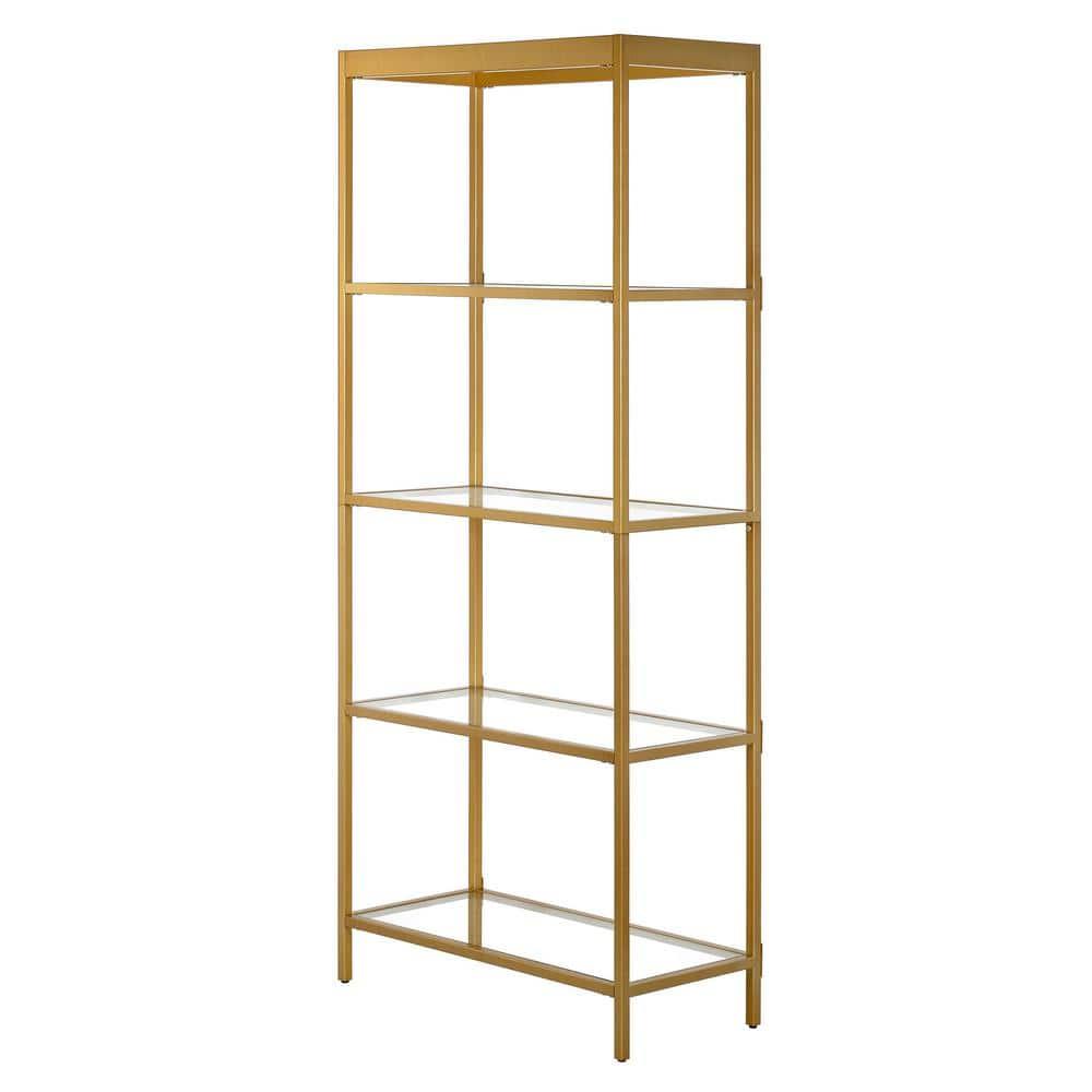 Evelyn&Zoe Alexis 30" Wide Rectangular Bookcase, Brass