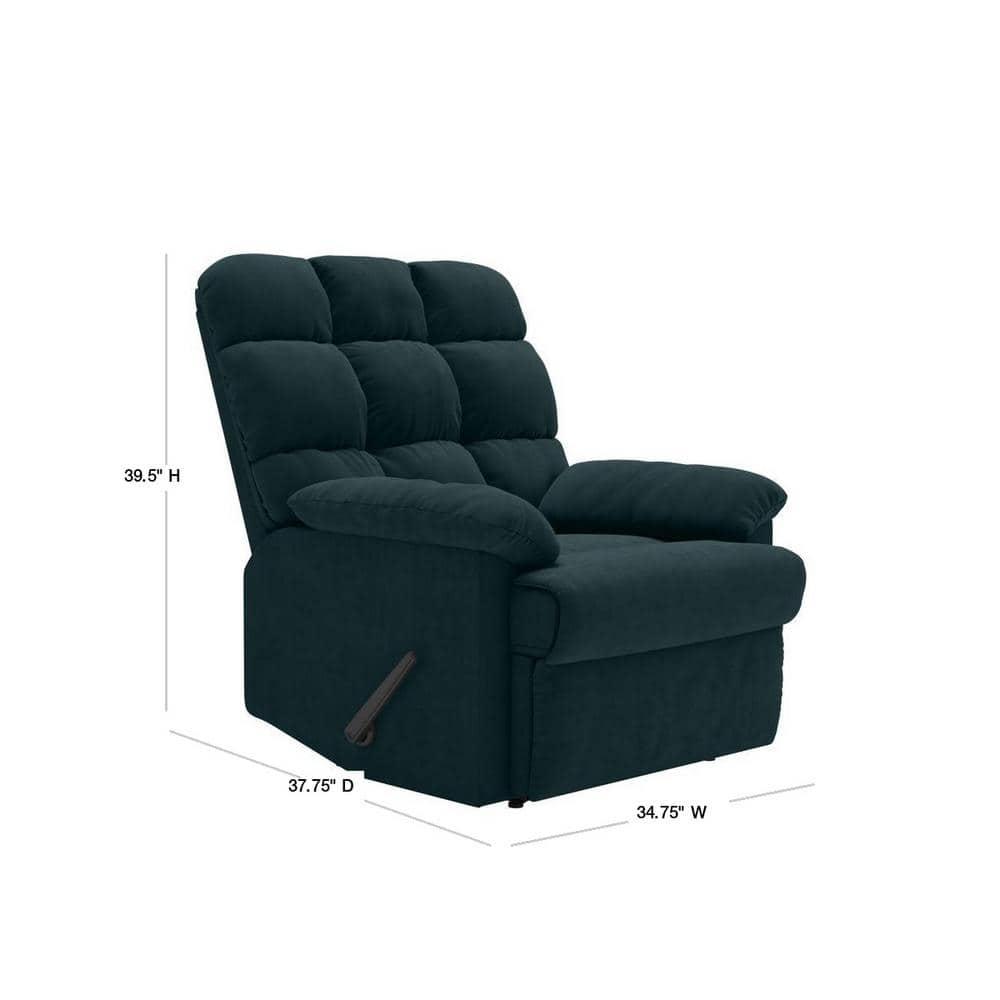 Microfiber Wall Hugger Side Lever Recliner with Padded Arms Blue - Prolounger
