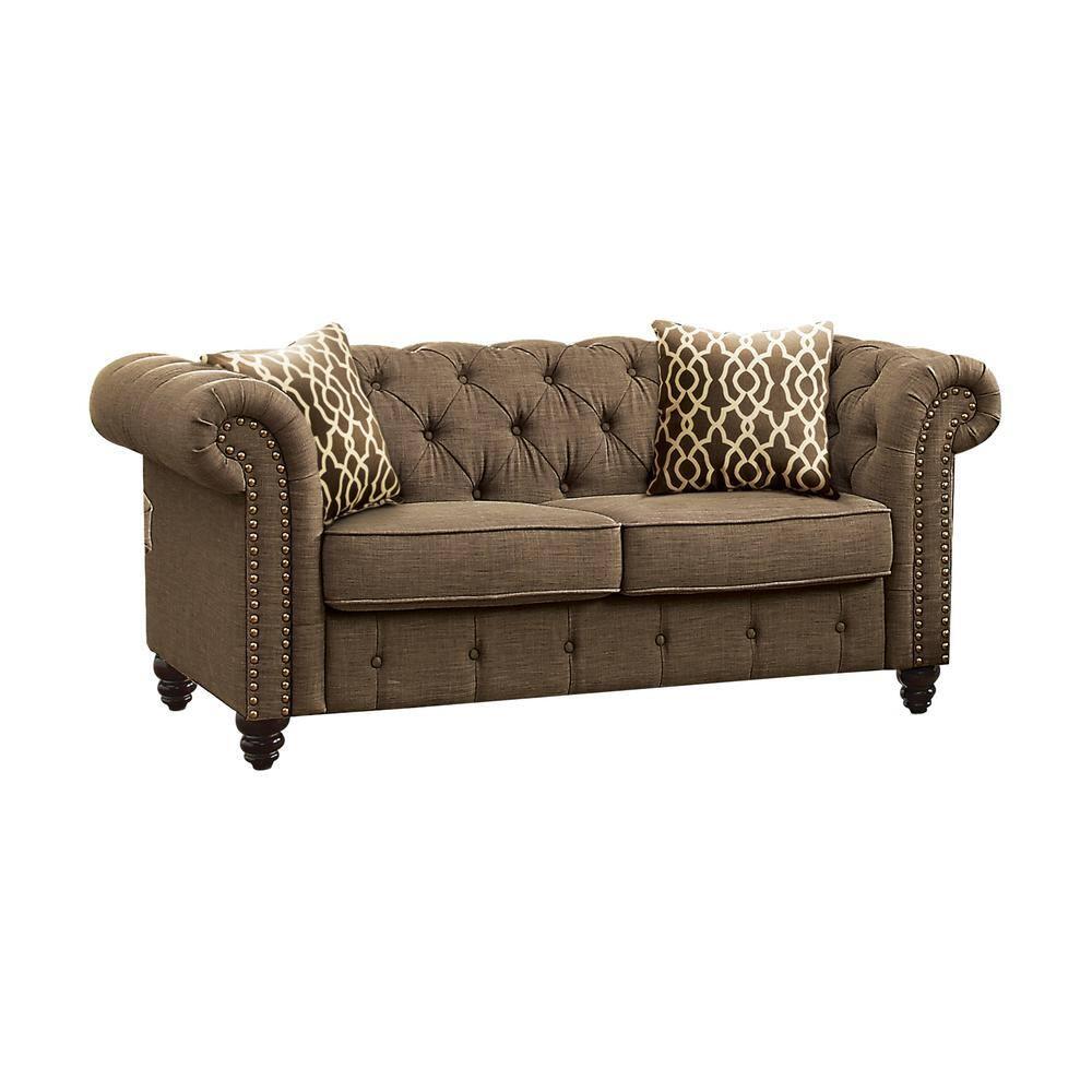 Acme Furniture Aurelia Loveseat w/2 Pillows, Gray Linen