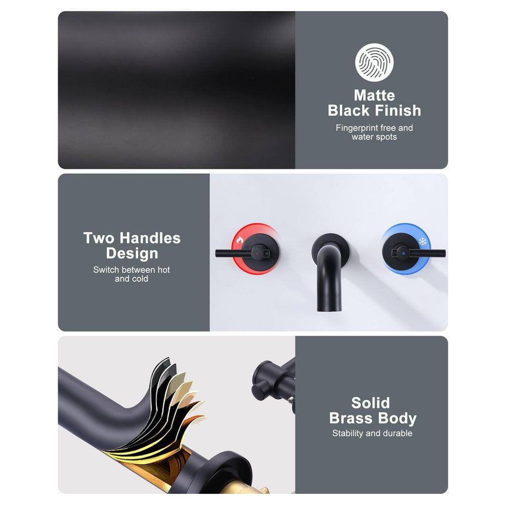2-Handle 2-Hole Wall Mounted Bathroon Sink Faucet In Spot Resist (Valve Included)