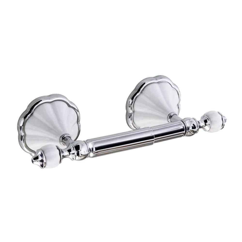 FLORA 4 Piece Bathroom Accessories Set in White Porcelain and Polished Chrome