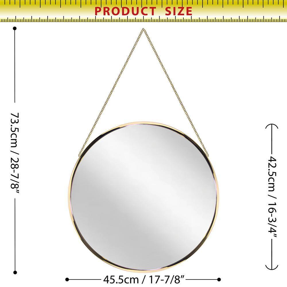 17.5" Franc Round Hanging Wall Mirror with Metal Chain Gold - Infinity Instruments: Modern Decor, No Assembly Required