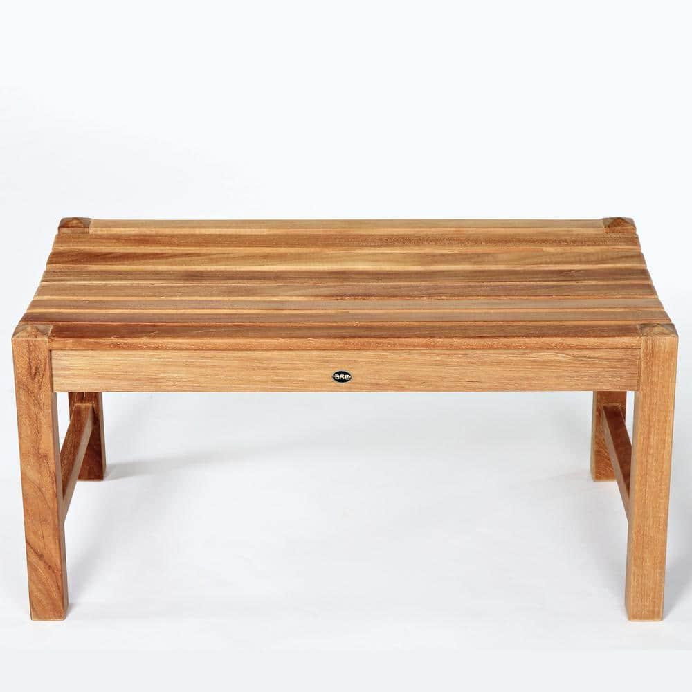 Elite 35.5 in. Natural Teak Wood Outdoor Backless Bench