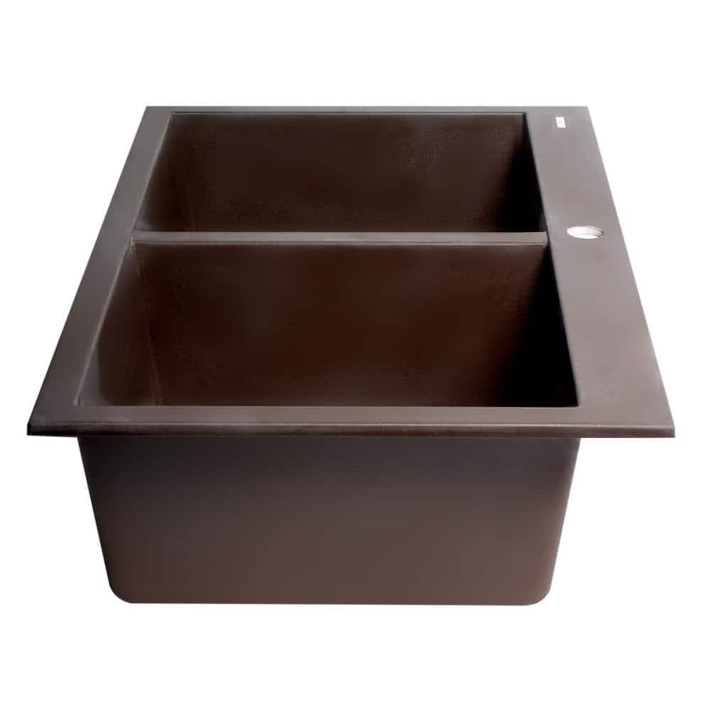 33.88'' L Drop-In Double Bowl Granite Kitchen Sink
