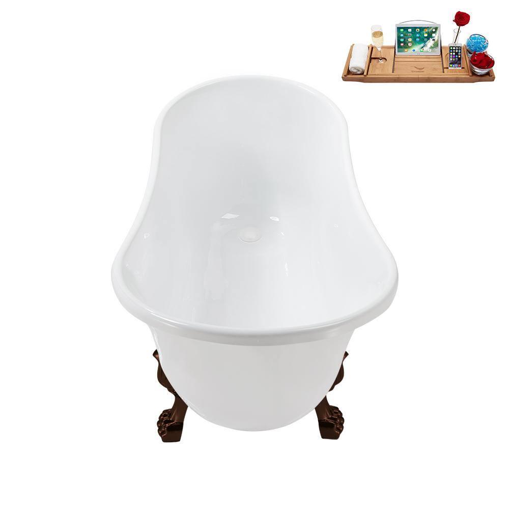Streamline Bath 51'' Streamline Clawfoot Soaking Acrylic Bathtub With Drain, Clawfeet, and Bamboo Tray & Reviews | Wayfair