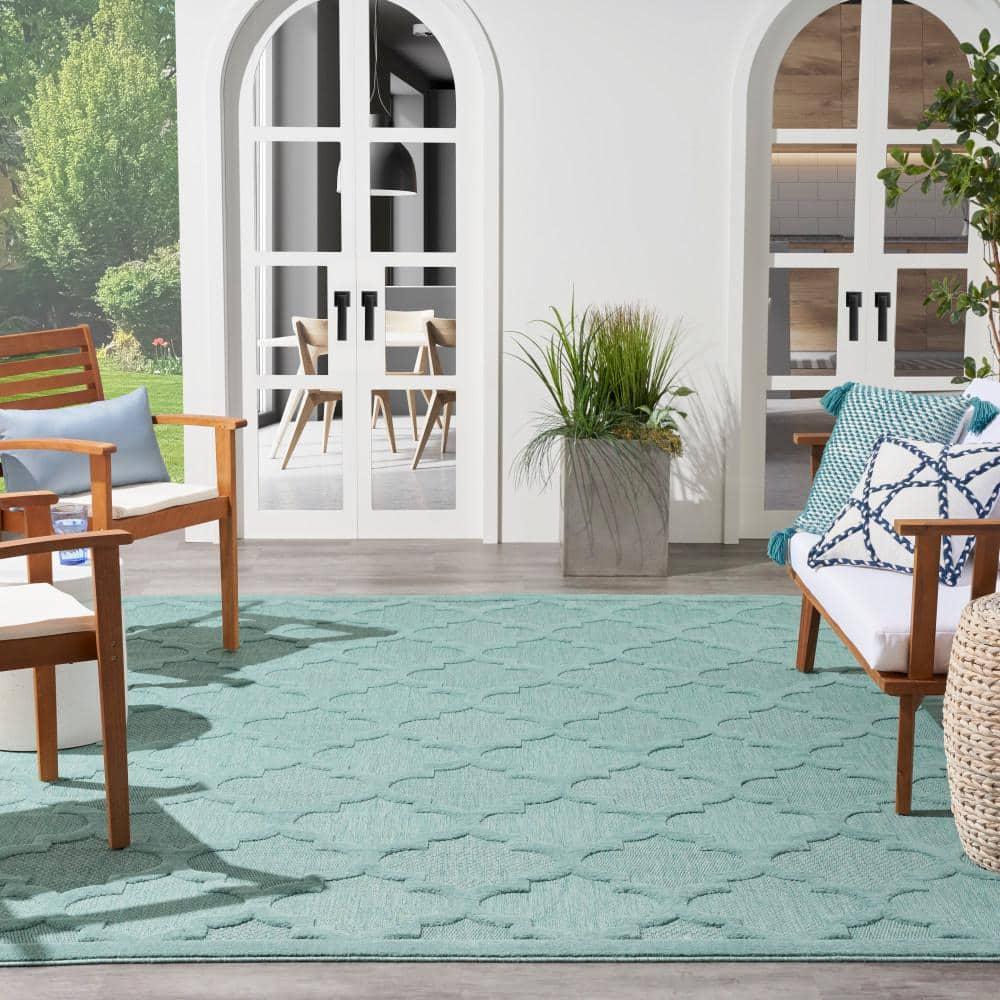 Nourison Easy Care 8' x 10' Aqua/Teal Indoor/Outdoor Rug
