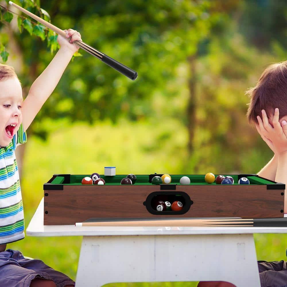 Mini Pool Table - 20-Inch Portable Tabletop Billiards Game with Cue Balls, Sticks, Chalk, Brush, and Triangle Rack - Table Games by Hey! Play!