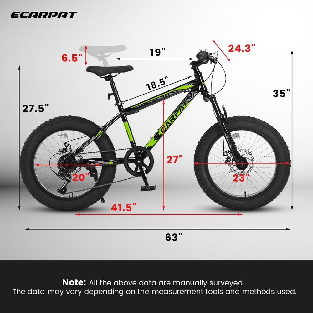 Mountain Bike 20 inch Wheels Fat Tire Bike,4" Wide Fat Tire Snow Mountain Bike ,7 Speed Teenager Children Kids' Bicycles