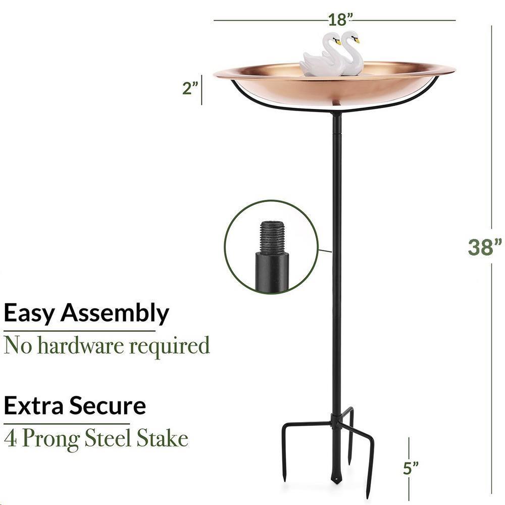 Good Directions 18" Copper Bird Bath with Swans