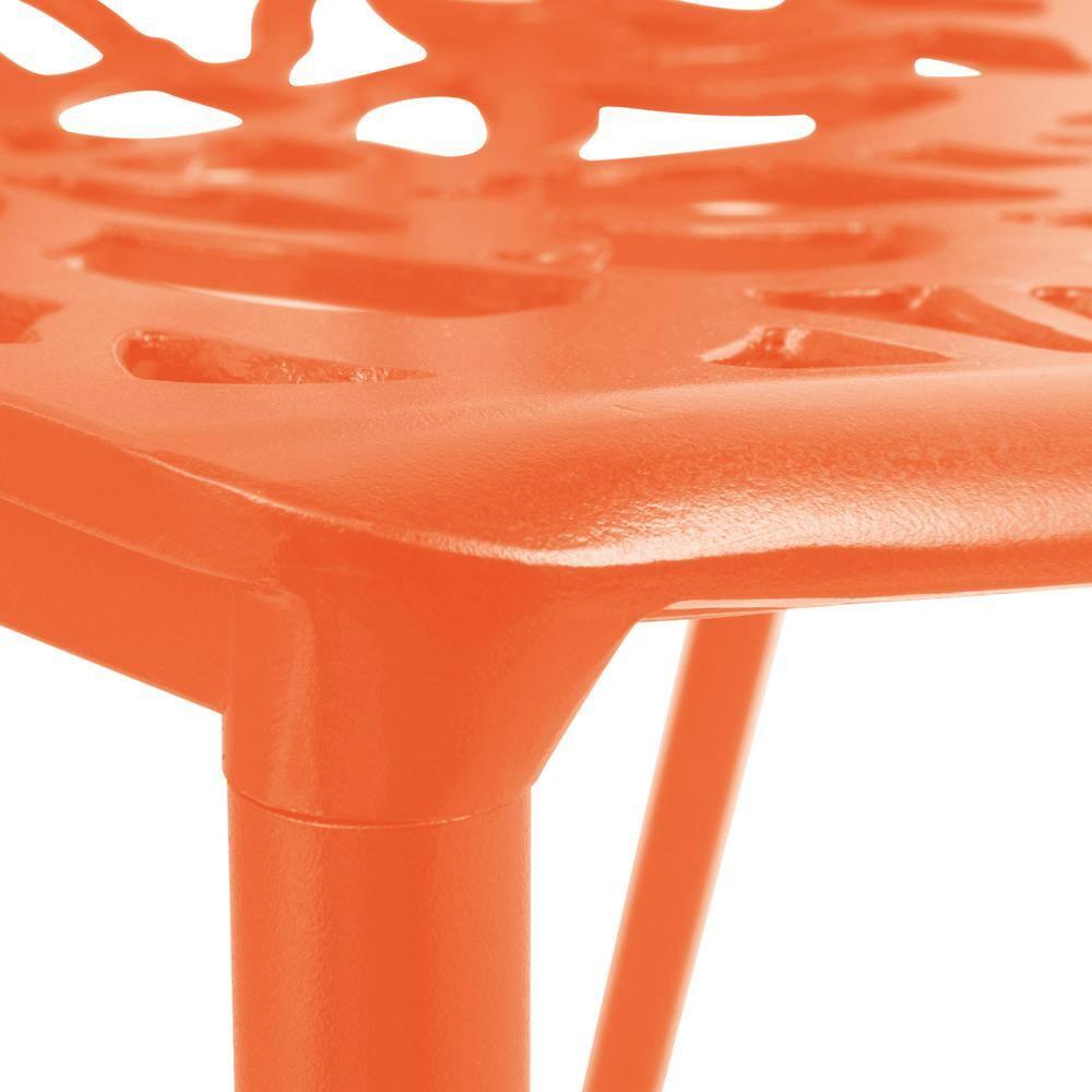 LeisureMod Devon Modern Aluminum Outdoor Stackable Dining Chair, Orange