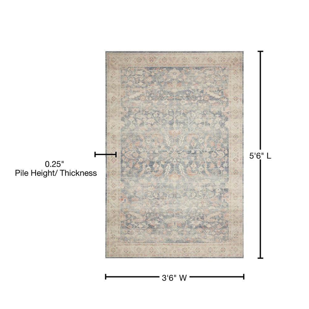3'6"x5'6" Hathaway Rug Denim Blue - Loloi Rugs: Mid-Century Modern Medallion, Indoor Flat Pile, Polyester
