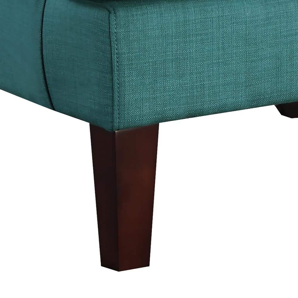Picket House Furnishings Karson High Back Upholstered Chair Teal: Occasional Slipper Chair, Polyester Fabric, Wood Legs