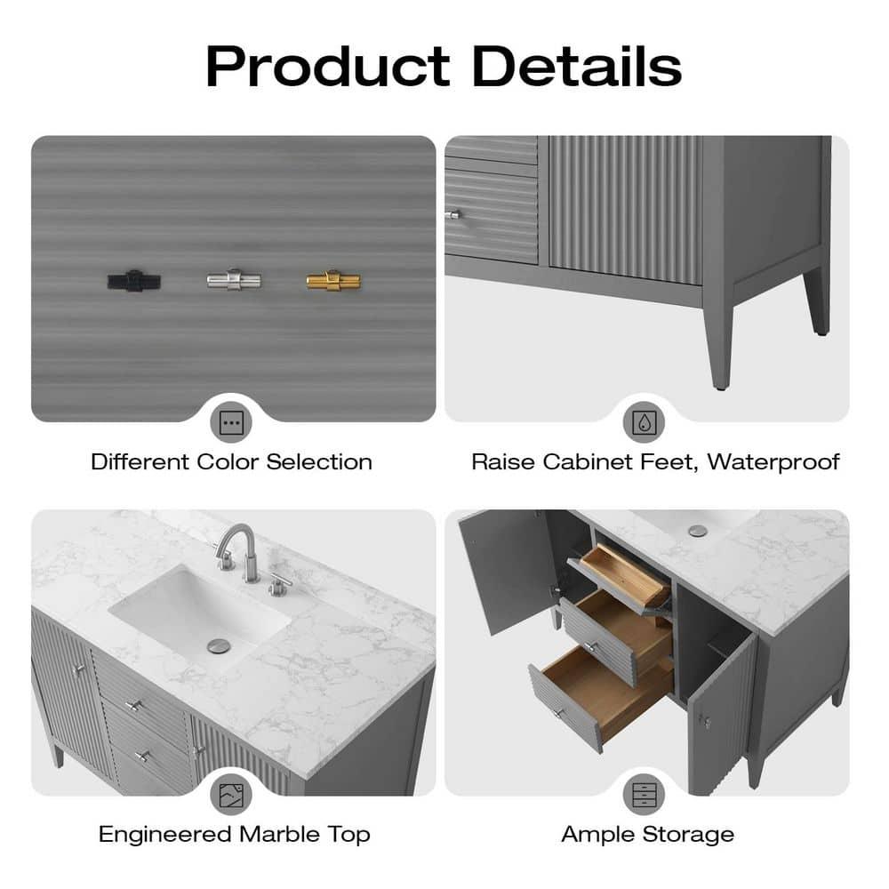48'' Single Bathroom Vanity with Engineered Marble Top