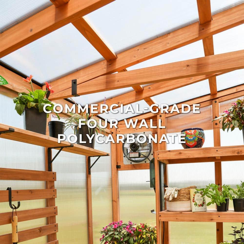 Backyard Discovery Poppy 11'x7' Cedar Wood and Polycarbonate Greenhouse Kit, PowerPort