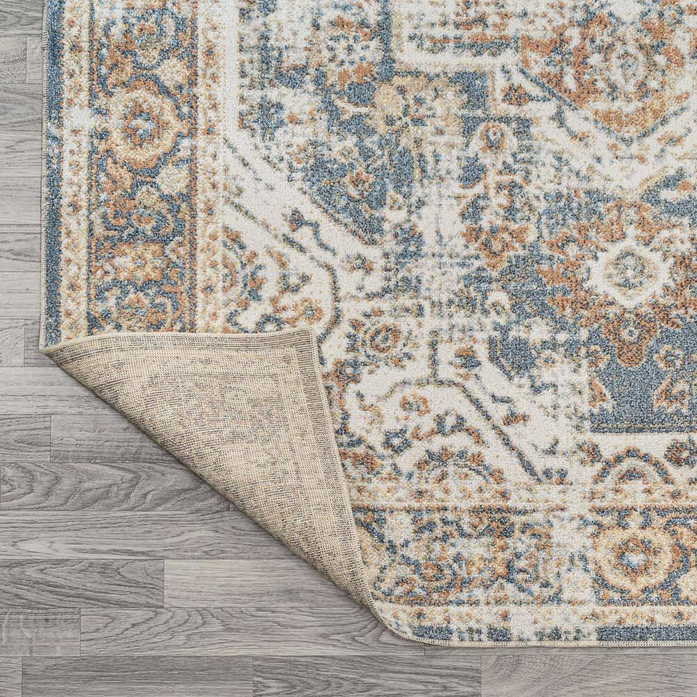 JONATHAN Y Keesha Bold Distressed Medallion Low-Pile Machine-Washable Blue/Cream 5 ft. x 8 ft. Area Rug