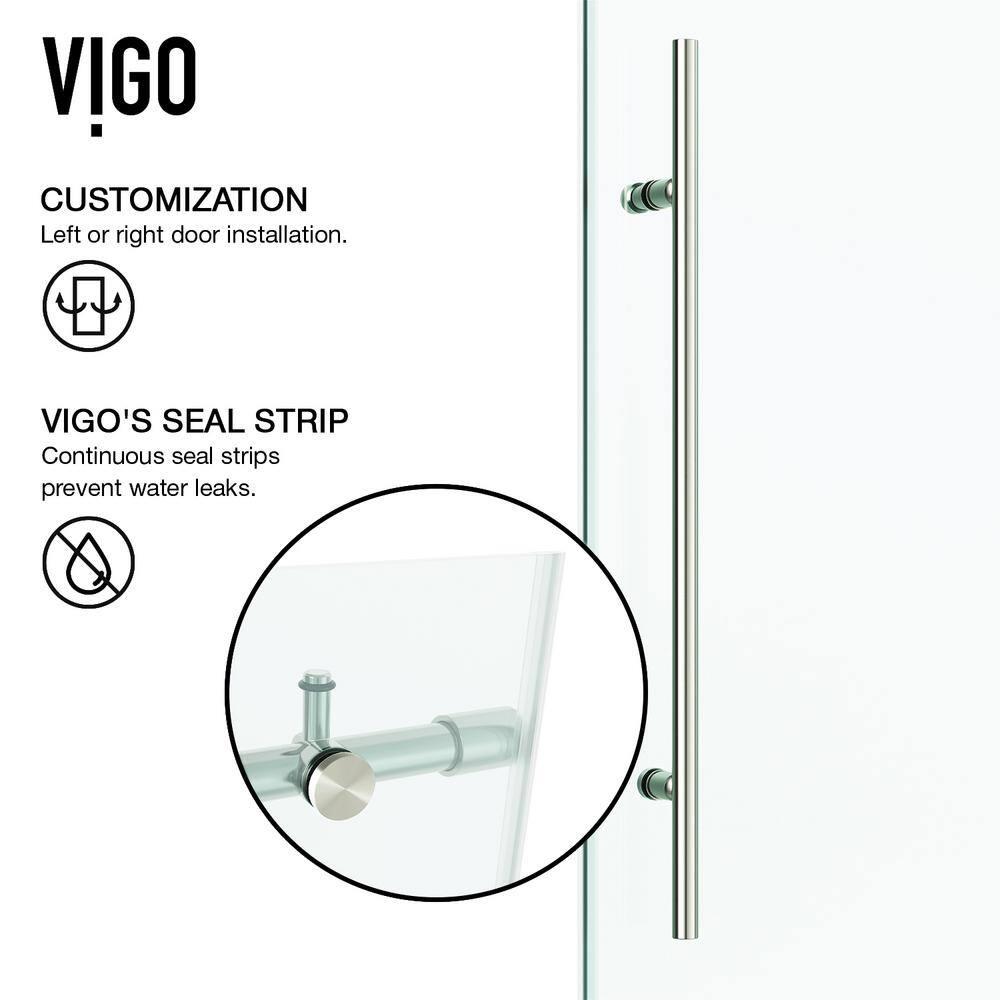 Elan E-Class 44-48" W x 76" H Sliding Frameless Shower Door with 3/8" Clear Glass