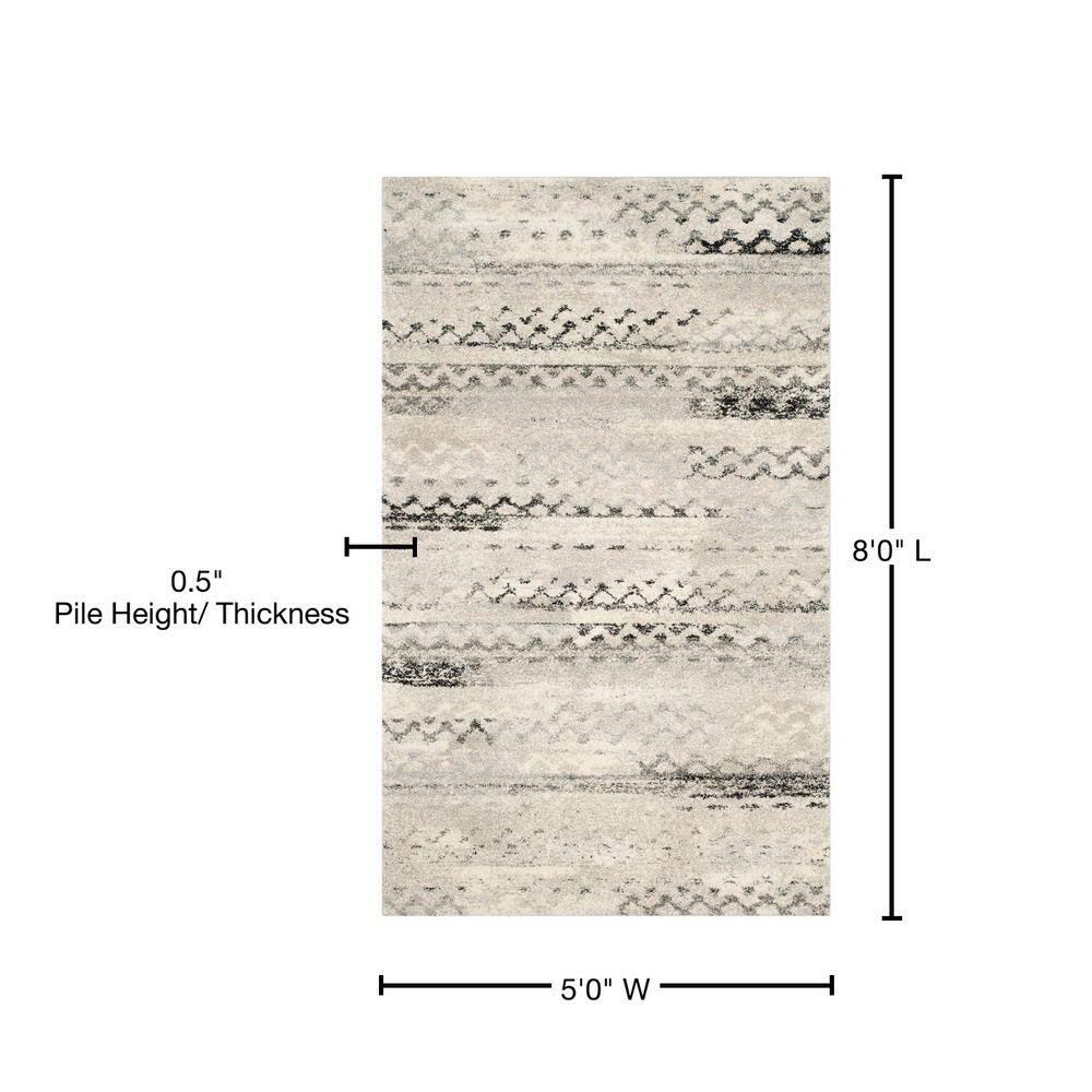 Retro RET2136 Power Loomed Indoor Area Rug - Cream/Grey - 5'3"x8' - Safavieh.