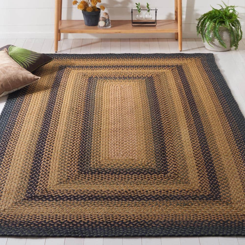 Braided BRD651 Flat Weave Indoor Area Rug - Gold/Sage - 4'x6' - Safavieh