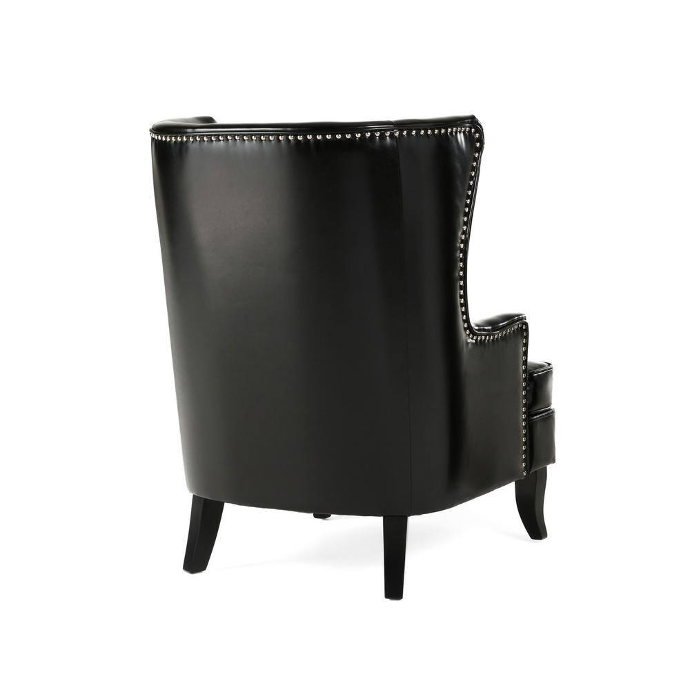 Christopher Knight Home Canterburry High Back Bonded Leather Wing Chair by  Club Chairs Black