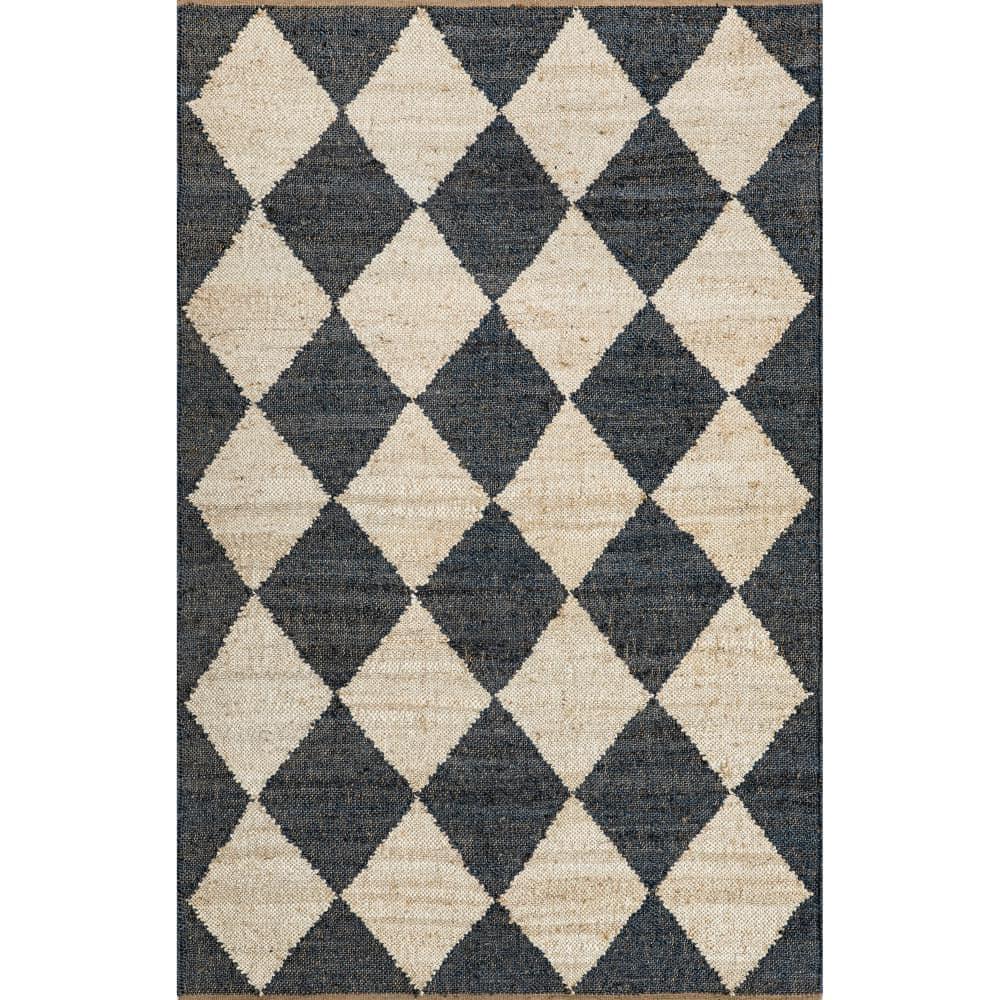 Godelinde Diamond Checkerboard Jute Area Rug