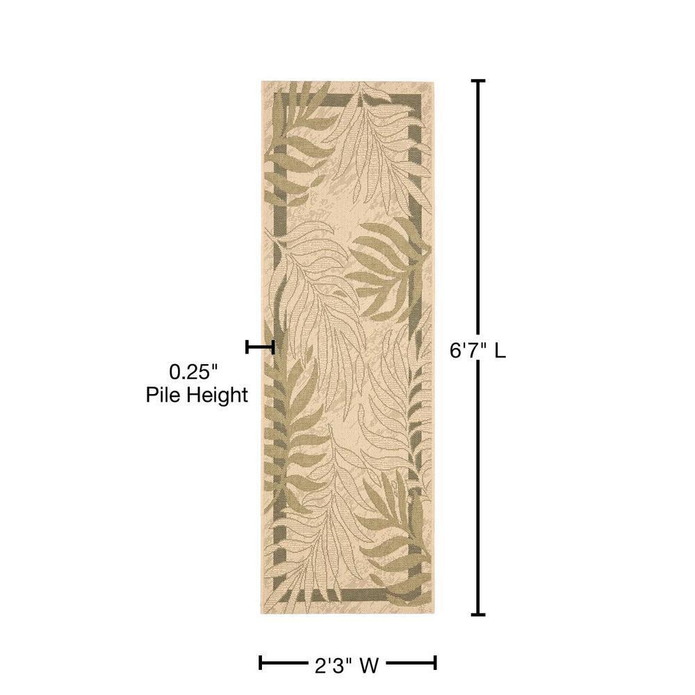Courtyard CY7836 Power Loomed Indoor/Outdoor Runner Rug - Cream/Green - 2'3"x6'7" - Safavieh.