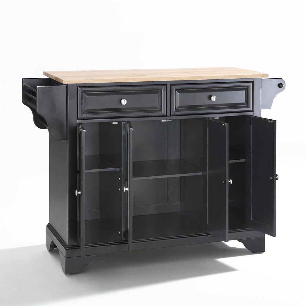 Lafayette Cuisine Kitchen Island with Natural Wood Top - Black