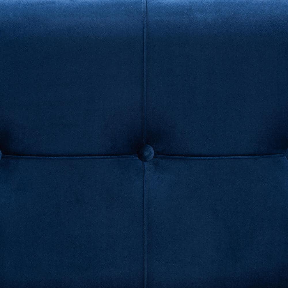 Parker Velvet Upholstered and Metal Storage Ottoman Blue/Gold - Baxton Studio: Rectangular Bench with Bow Pattern