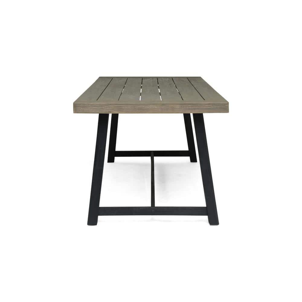Noble House Raphael 70.75" Wood Top Patio Dining Table in Sandblast Gray