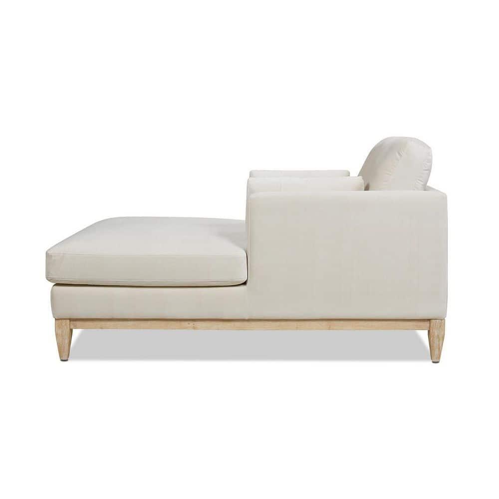 Jennifer Taylor Home Knox 65" Modern Farmhouse Performance Velvet Living Room Chaise Lounge Chair in French Beige