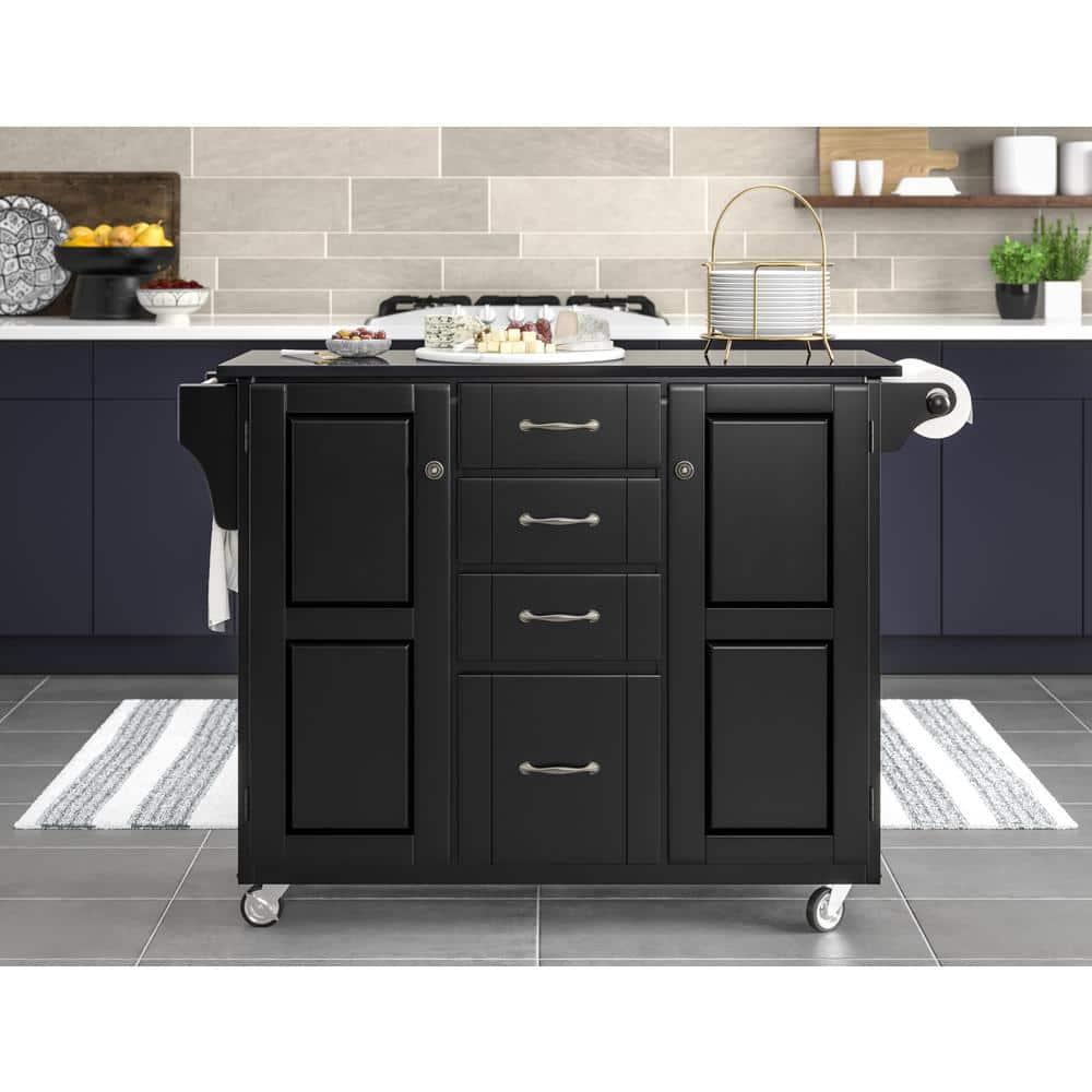 Homestyles Create-a-Cart Wood Kitchen Cart in Black