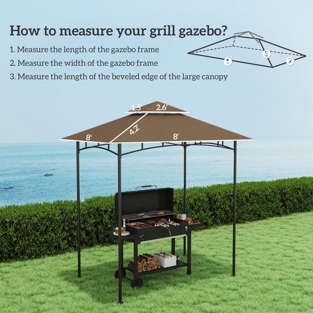 Outsunny Grill Gazebo Canopy Replacement Roof, UPF50+ Protected, 5' x 8' Outdoor BBQ Canopy Replacement Cover, Double Tiered Grill Canopy Replacement Cover, TOP COVER ONLY