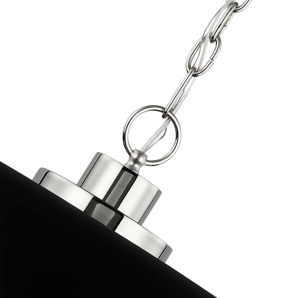 60/7485-Nuvo Lighting-Colony - 1 Light Medium Pendant In Mid-Century Modern Style-8.13 Inches Tall and 19.88 Inches Wide-Matte Black/Polished nickel