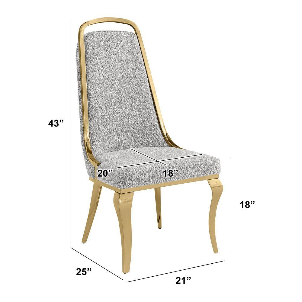 Best Quality Furniture Tempered Glass Dining Set With Boucle Fabric Side Chairs