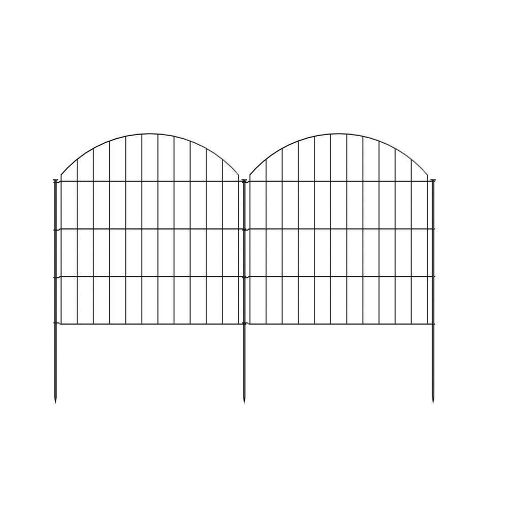 Metal Garden Fence 28in (H) X 11.7ft (L), 5 Panels + 6 Stakes Rustproof Border Fence Animal Barrier for Dog, No Dig Garden Fencing for Yard Flower Bed Patio Outdoor, CTW2828 Black