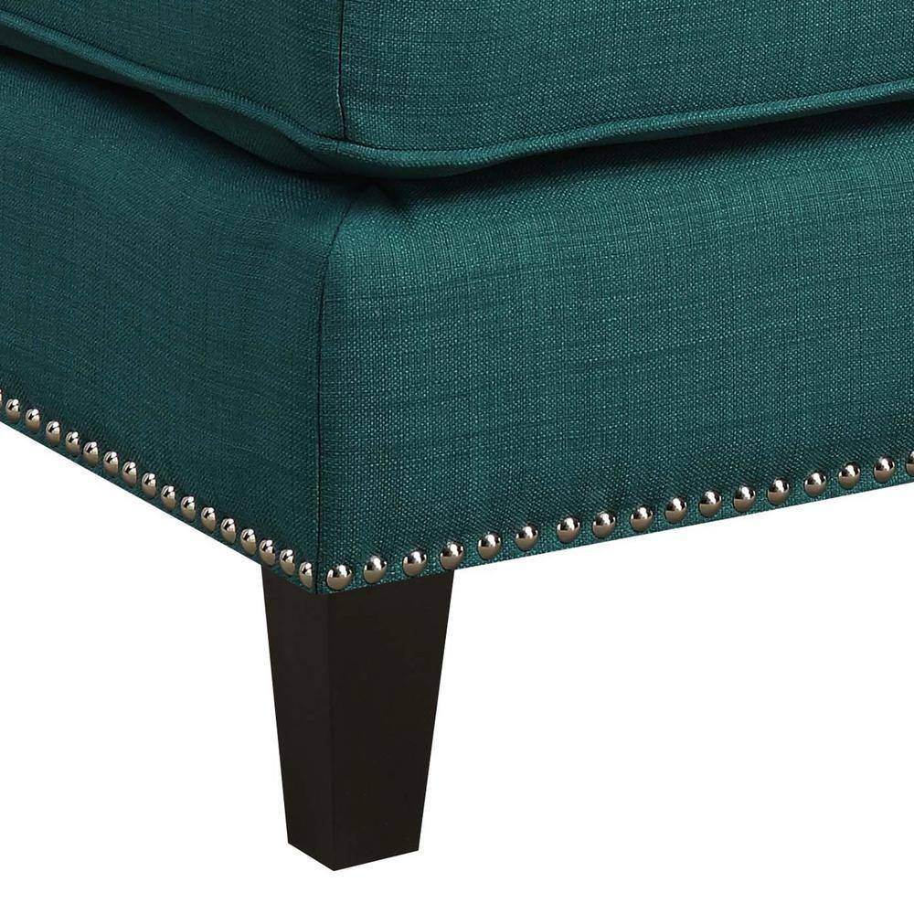 Picket House Furnishings Emery Ottoman Teal : Mid-Century Modern, Square Upholstered Bench, Plywood Frame