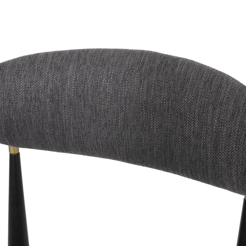 Noble House Boise Indoor Fabric and Metal 30 inch Barstools, Set of 2, Charcoal, Black, and Gold.