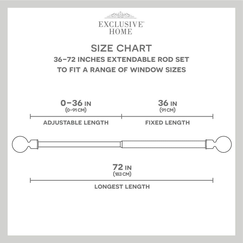 EXCLUSIVE HOME Rope Knot 1" Curtain Rod and Coordinating Finial Set, Matte White, Adjustable 36"-72"