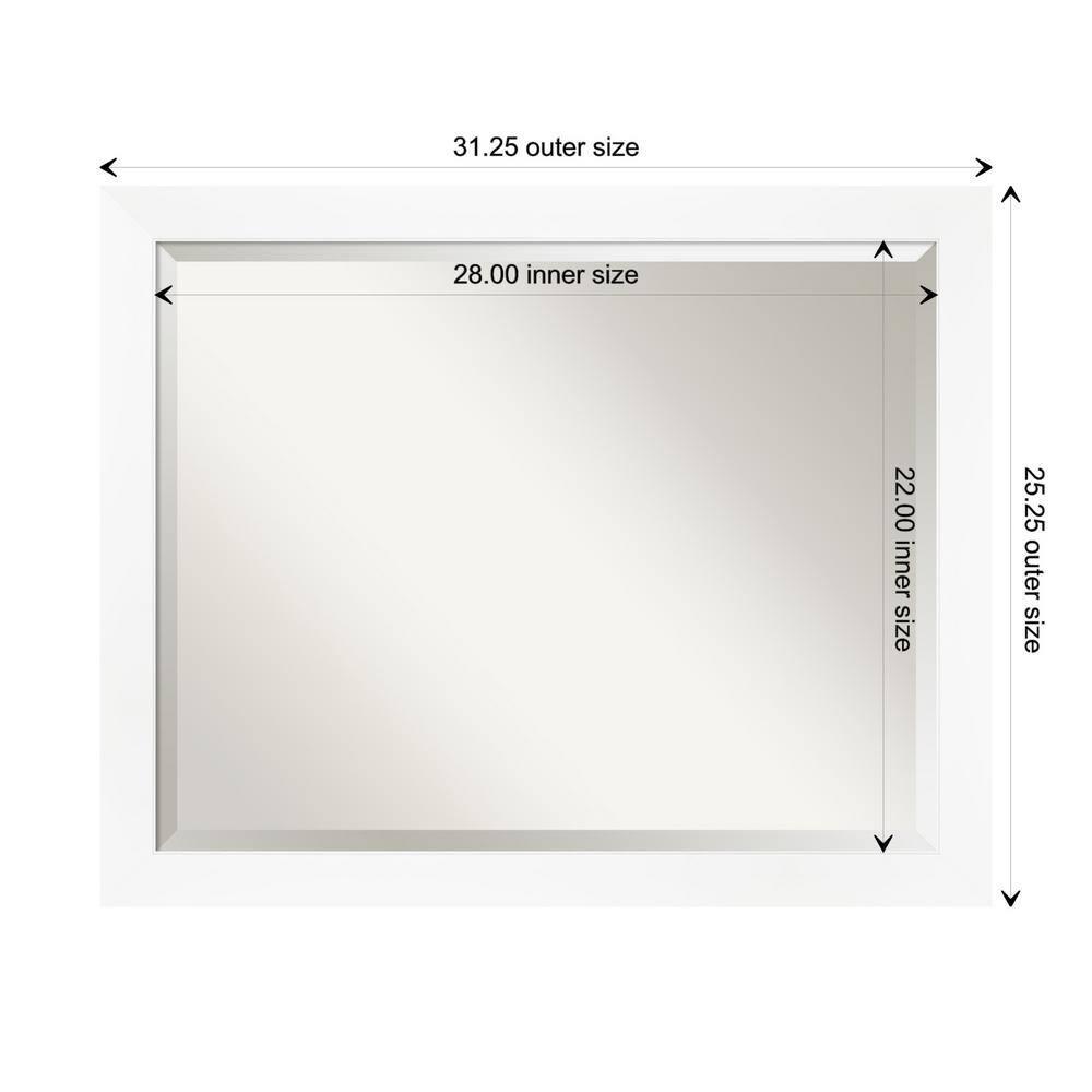 Amanti Art Cabinet White Narrow Framed Wall Mirror - 21.25 x 27.25 in