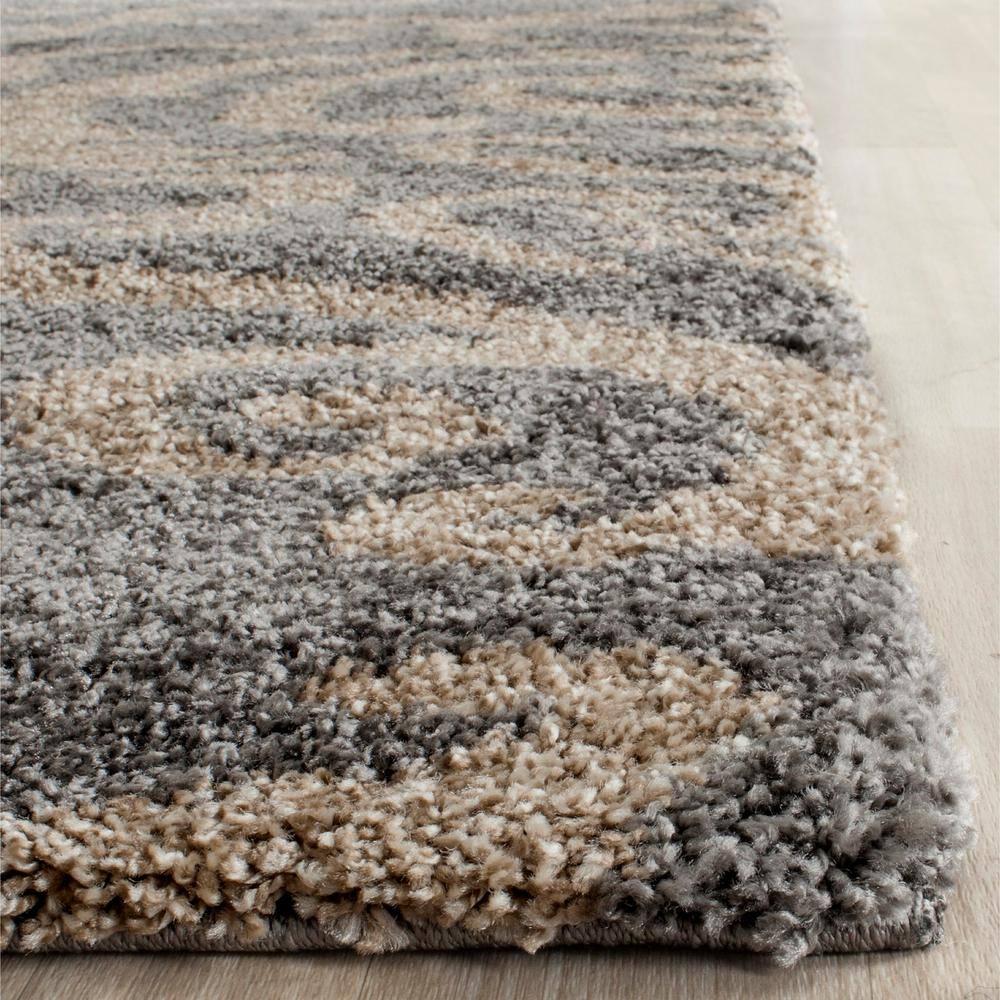 Florida Shag SG462 Power Loomed Indoor Area Rug - Grey/Beige - 4'x6' - Safavieh.
